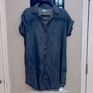 EASEL Blue Denim Shirt Dress